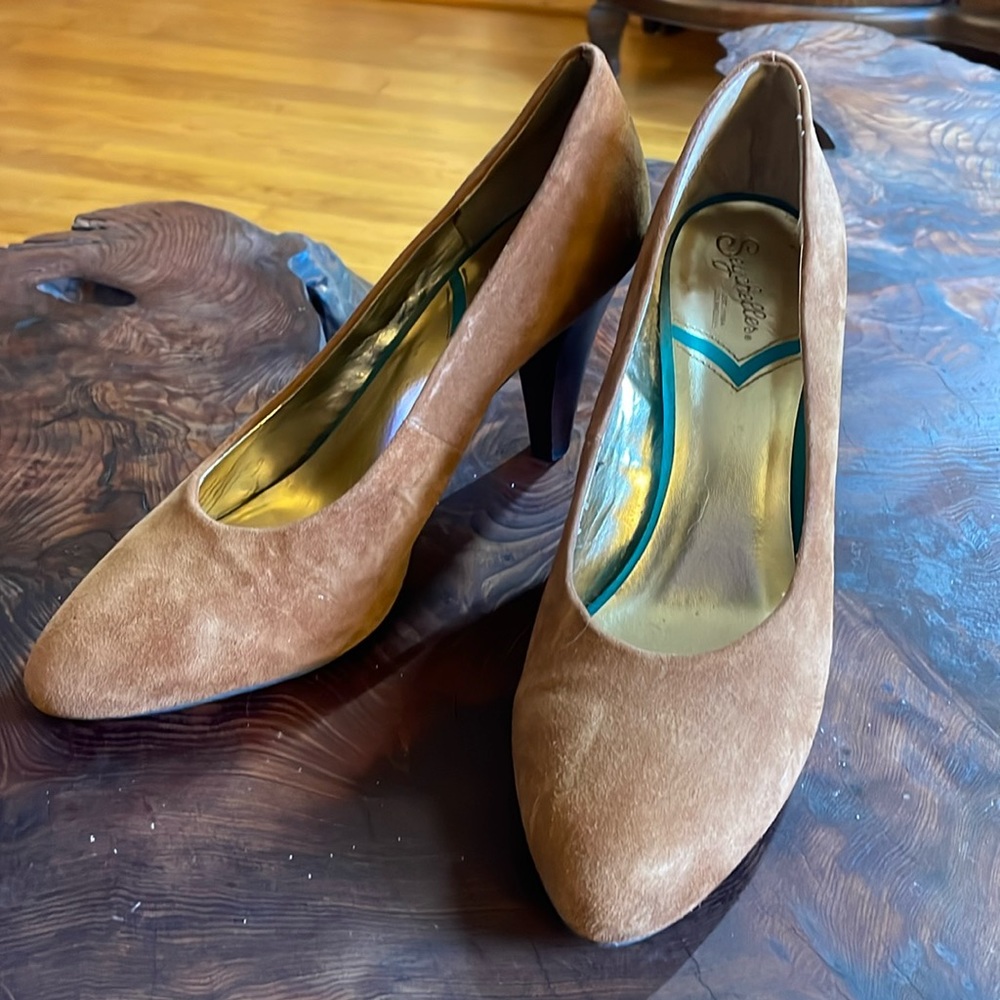 Seychelles suede and wood block heels